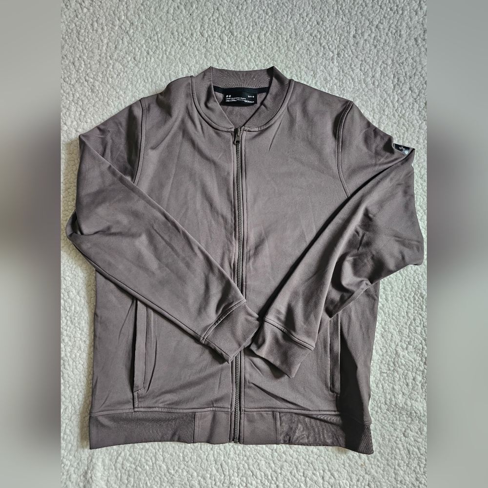 Under Armour Men’s ColdGear Full Zip Collarless Jacket Pockets Brown Size LG/G